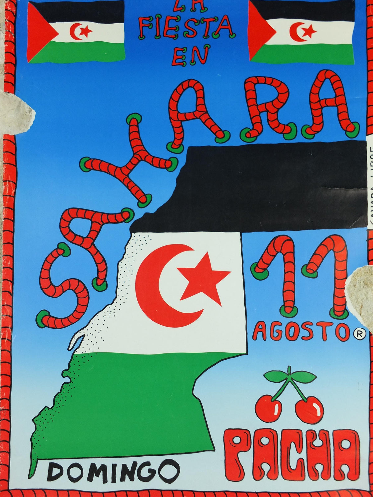 1991 Pacha Ibiza Poster, Sahara Libre, house, tech-house, Tribal house, World dance Music, Spanish nightclub, Pete Tong, wall art decor