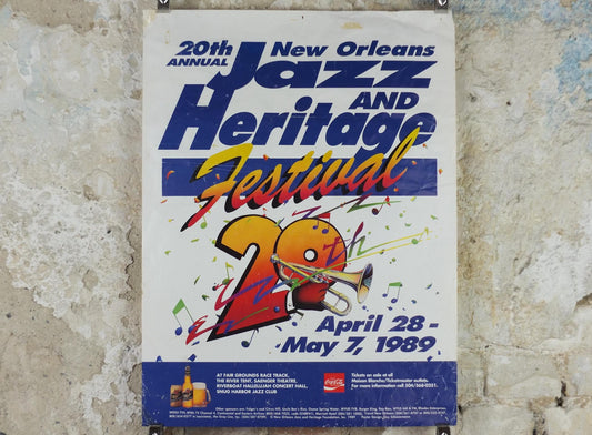 1989 New Orleans Jazz Poster, 20th New Orleans Jazz Festival, Louisiana USA, Music wall art decor