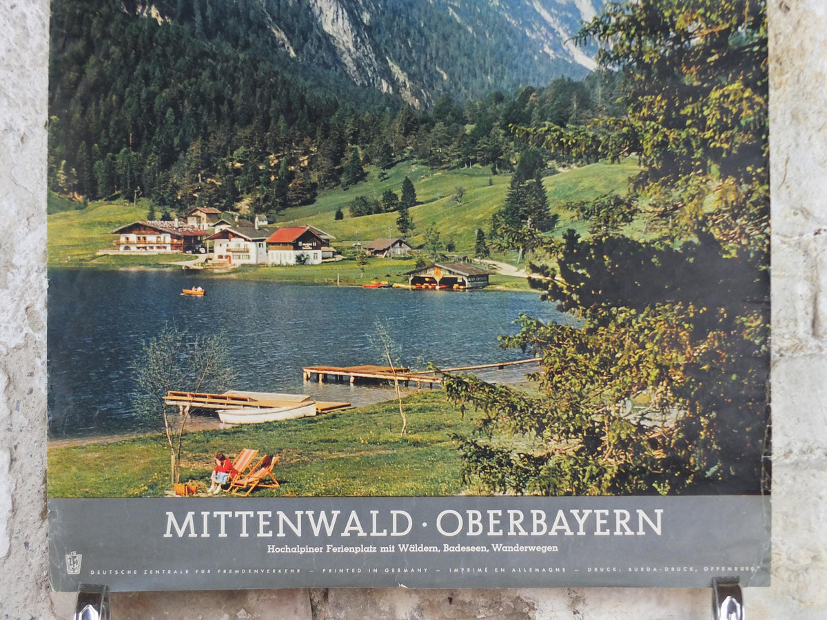 1960s Mittenwald Oberbayern Poster, Bayern, Alpenwelt Karwendel, Southern Germany, Alps, travel tourism, wall art decor