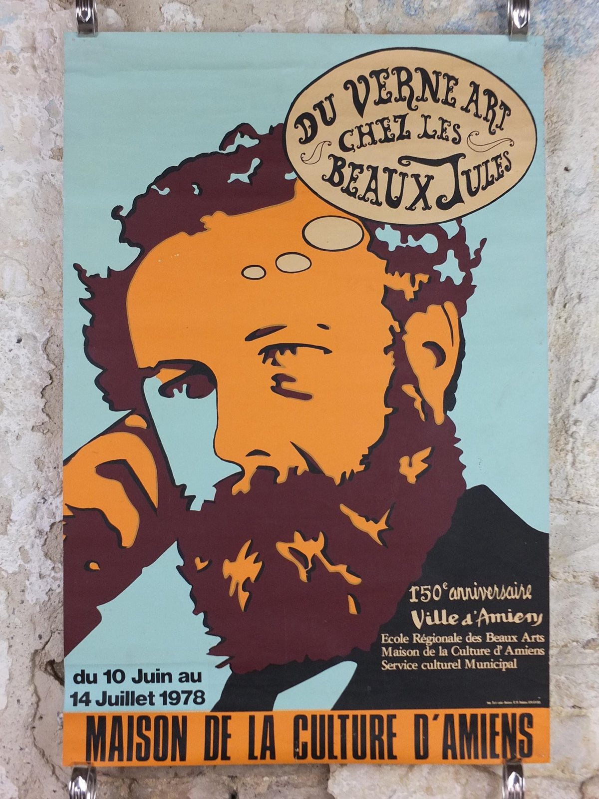 1978 Jules Verne Poster, Du Verne art chez les Beaux Jules, 150th anniversary, French Science Fiction Writer Sci-fi, wall art decor