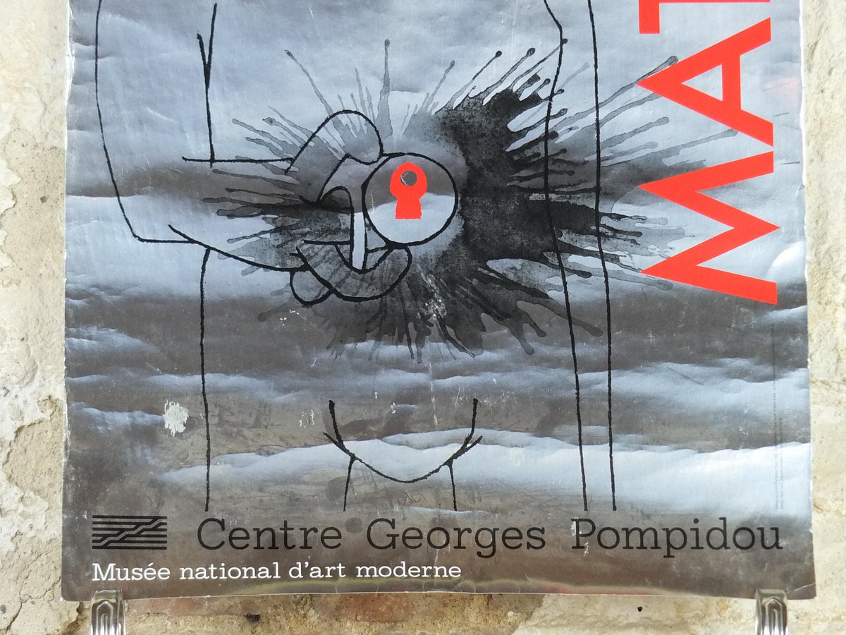 1985 Roberto Matta Poster, thick silver paper, Centre Georges Pompidou, Surrealism Abstract Expressionism, gallery exhibition wall art decor