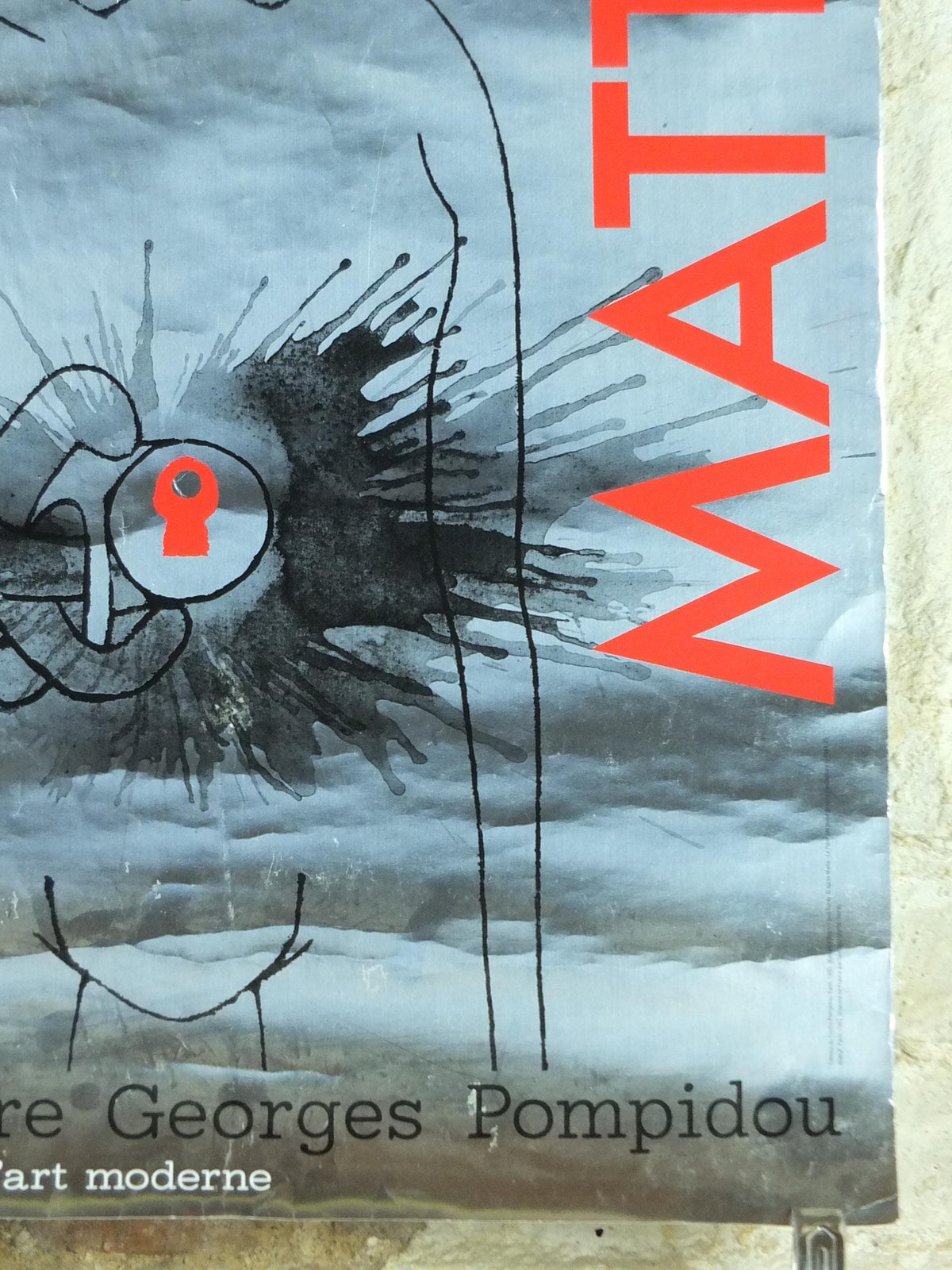 1985 Roberto Matta Poster, thick silver paper, Centre Georges Pompidou, Surrealism Abstract Expressionism, gallery exhibition wall art decor