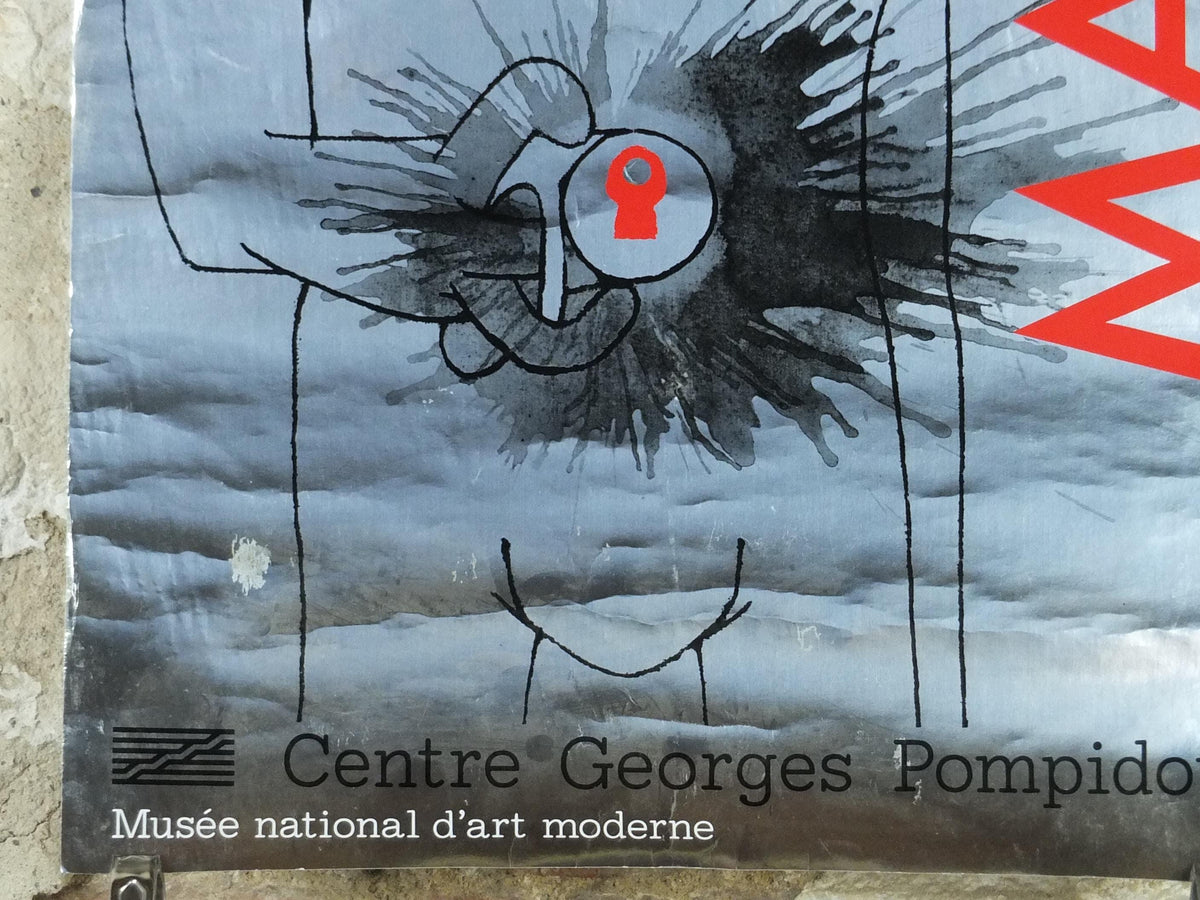 1985 Roberto Matta Poster, thick silver paper, Centre Georges Pompidou, Surrealism Abstract Expressionism, gallery exhibition wall art decor