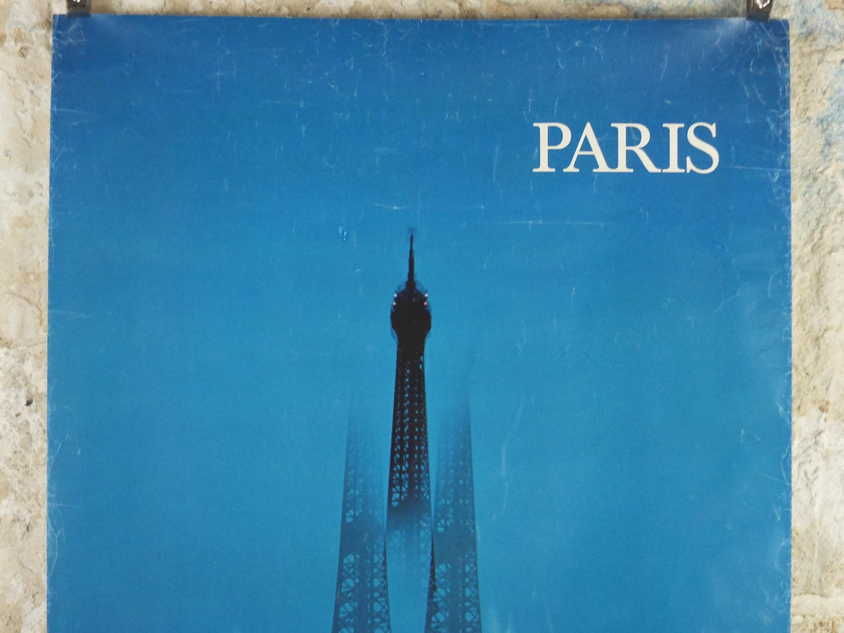 1978 Eiffel Tower Paris Poster, Paris by Night, Lights and Fountains, France travel wall art decor