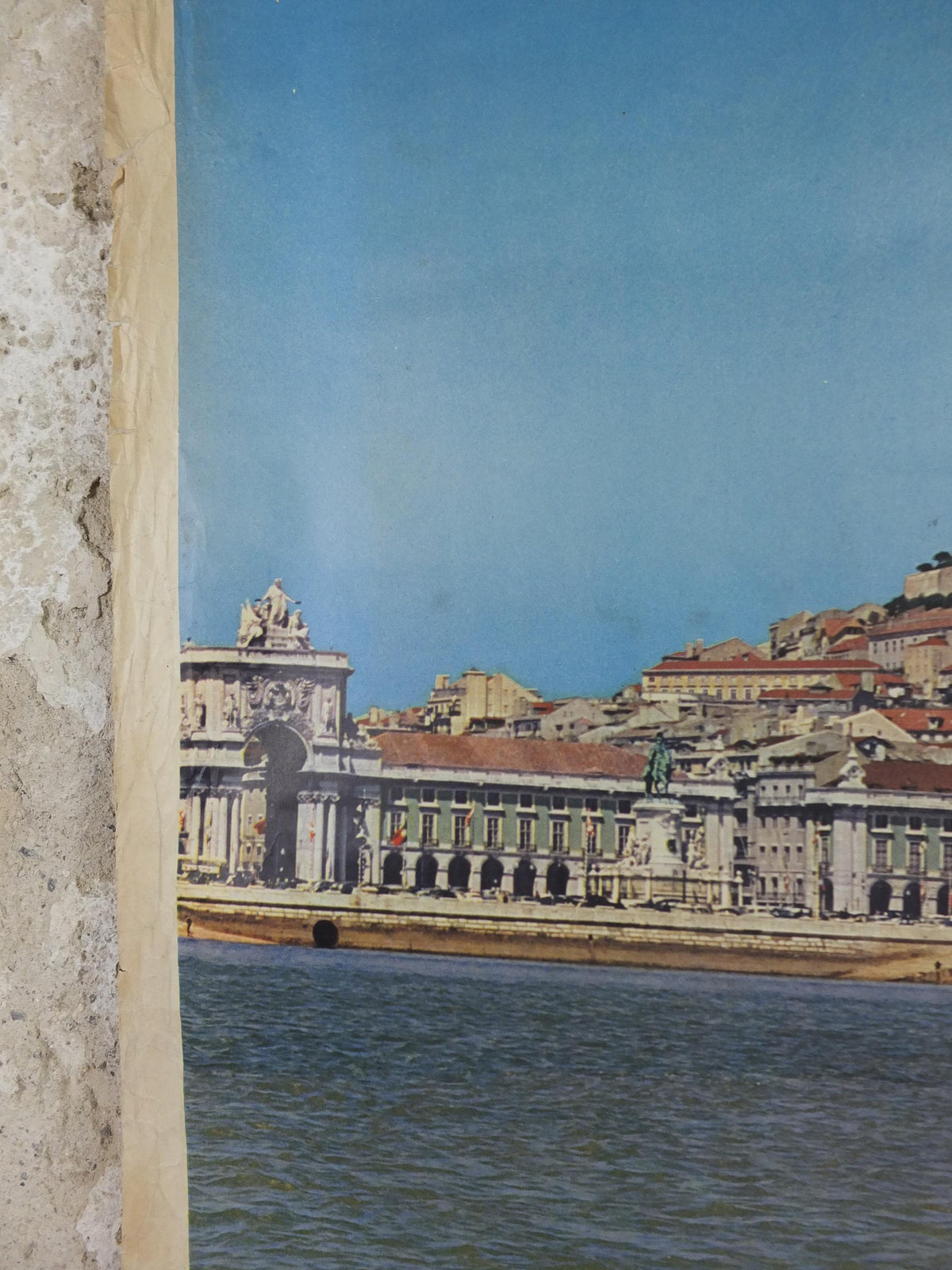 1960s Lisbon Travel Poster, Praça do Comércio, Lisboa, Portugal, Tagus River Boat, Portuguese travel wall art decor