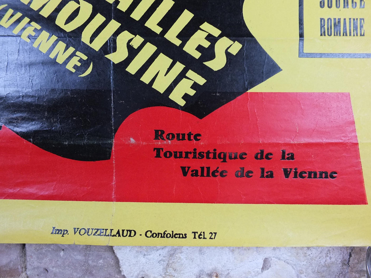 1950s Camping Parc Poster, Availles Limousine on the Vienne River, Outdoor activities in France, travel wall art decor