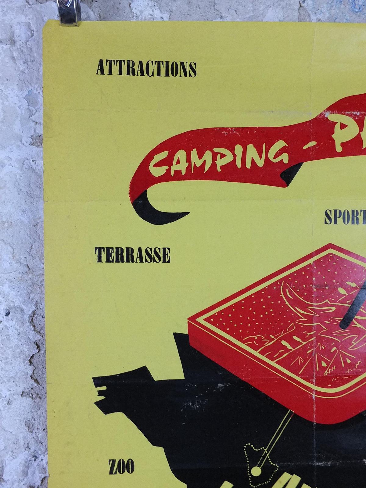 1950s Camping Parc Poster, Availles Limousine on the Vienne River, Outdoor activities in France, travel wall art decor