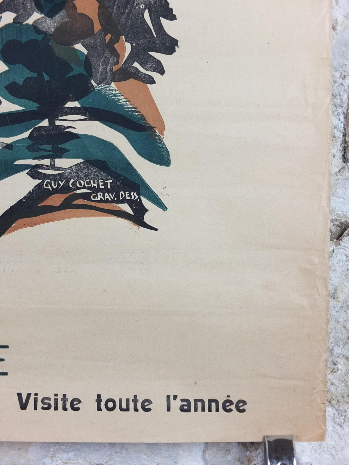1930s Haute Loire Valley Travel Poster, Chateau de Lavoute Polignac, by Guy Cochet, French travel wall art decor