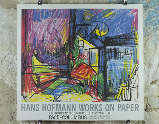 1980 Hans Hofmann Poster, Landscape in pastel crayon, Works on Paper, Pace Columbus Ohio, German American painter, wall art decor