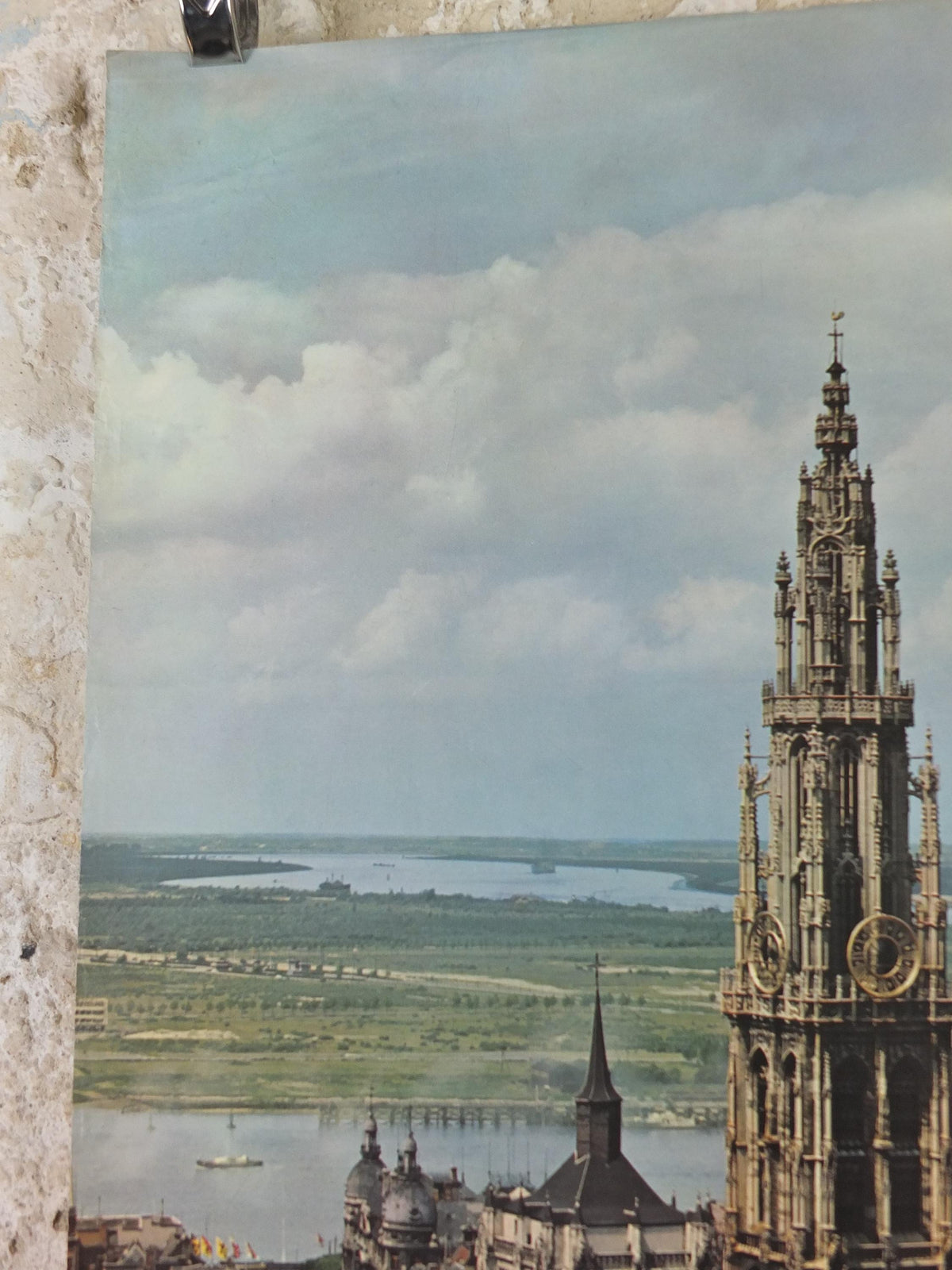 1950s Antwerp Travel Poster, Anvers Cathedral, The Church of Our Lady, De Onze-Lieve-Vrouwekerk, Belgique travel wall art decor