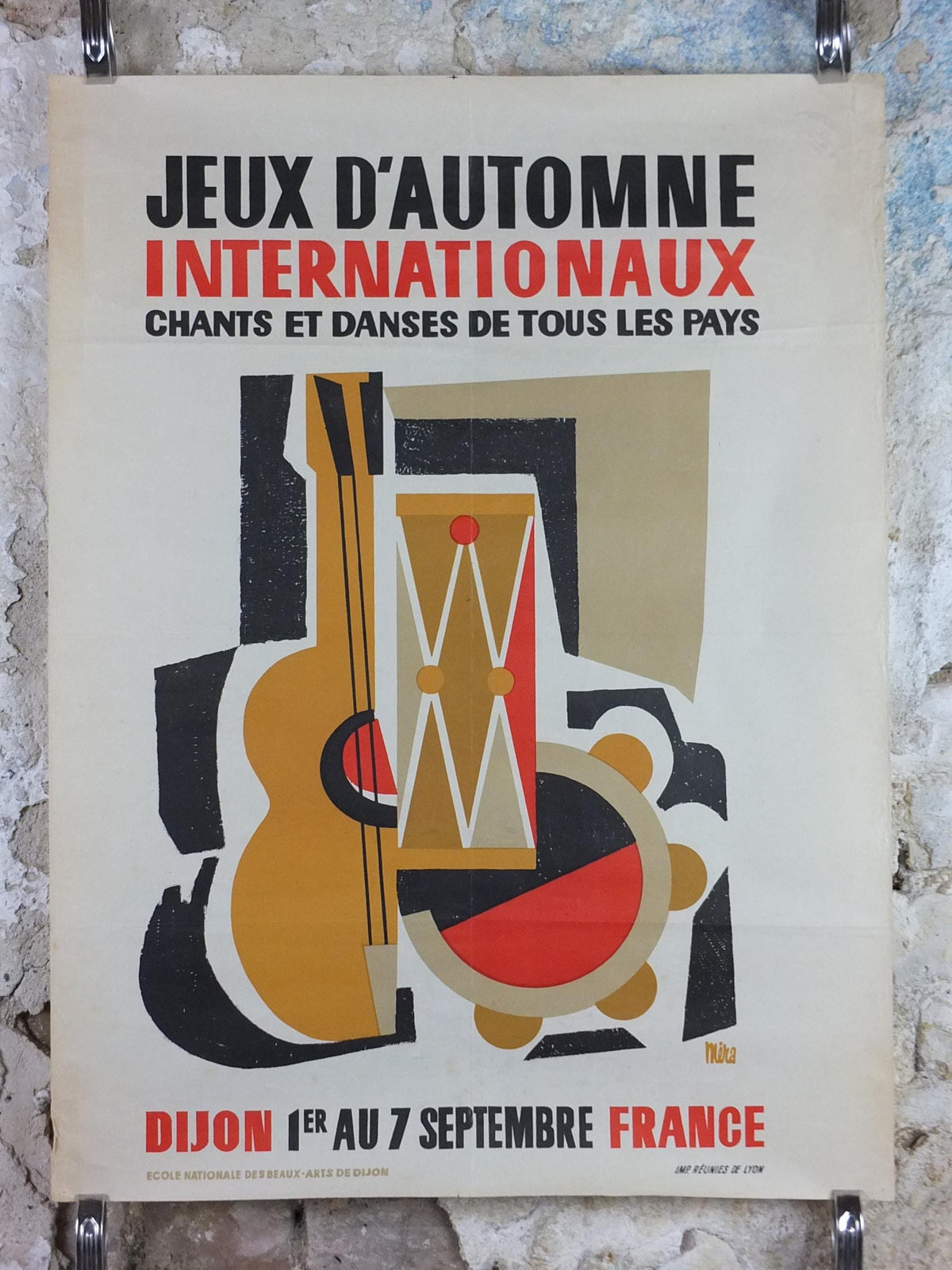 1950s Dijon Jeux d'Automne Internationale Poster, Autumn Games, Music and Dance, Original Vintage French, Advertising, wall art retro decor