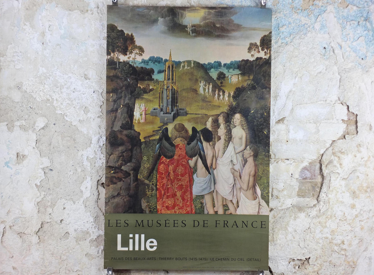1962 Dirk Bouts Poster, Le Chemin du Ciel, The Way to Heaven, Christian Religion classical Palias des Beaux Arts, Lille, wall art decor