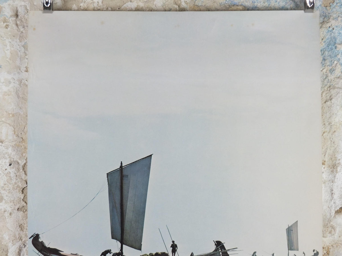 1979 Portugal Travel Poster, Costa de Prata, Portugal, barcos de pesca, xávega fishing boats, Portuguese travel wall art decor