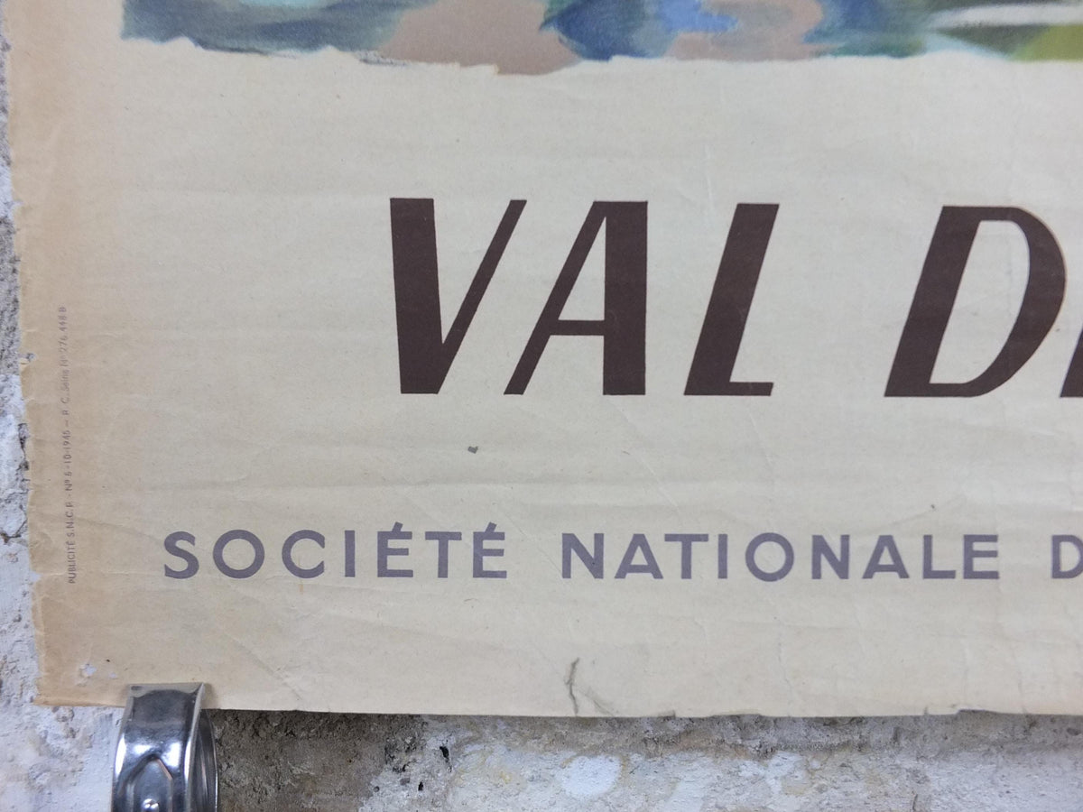 1945 Val de Loire SNCF Poster, Loire Valley River travel poster by Troy, Societe Nationale des Chemins de fer Francais, wall art retro decor