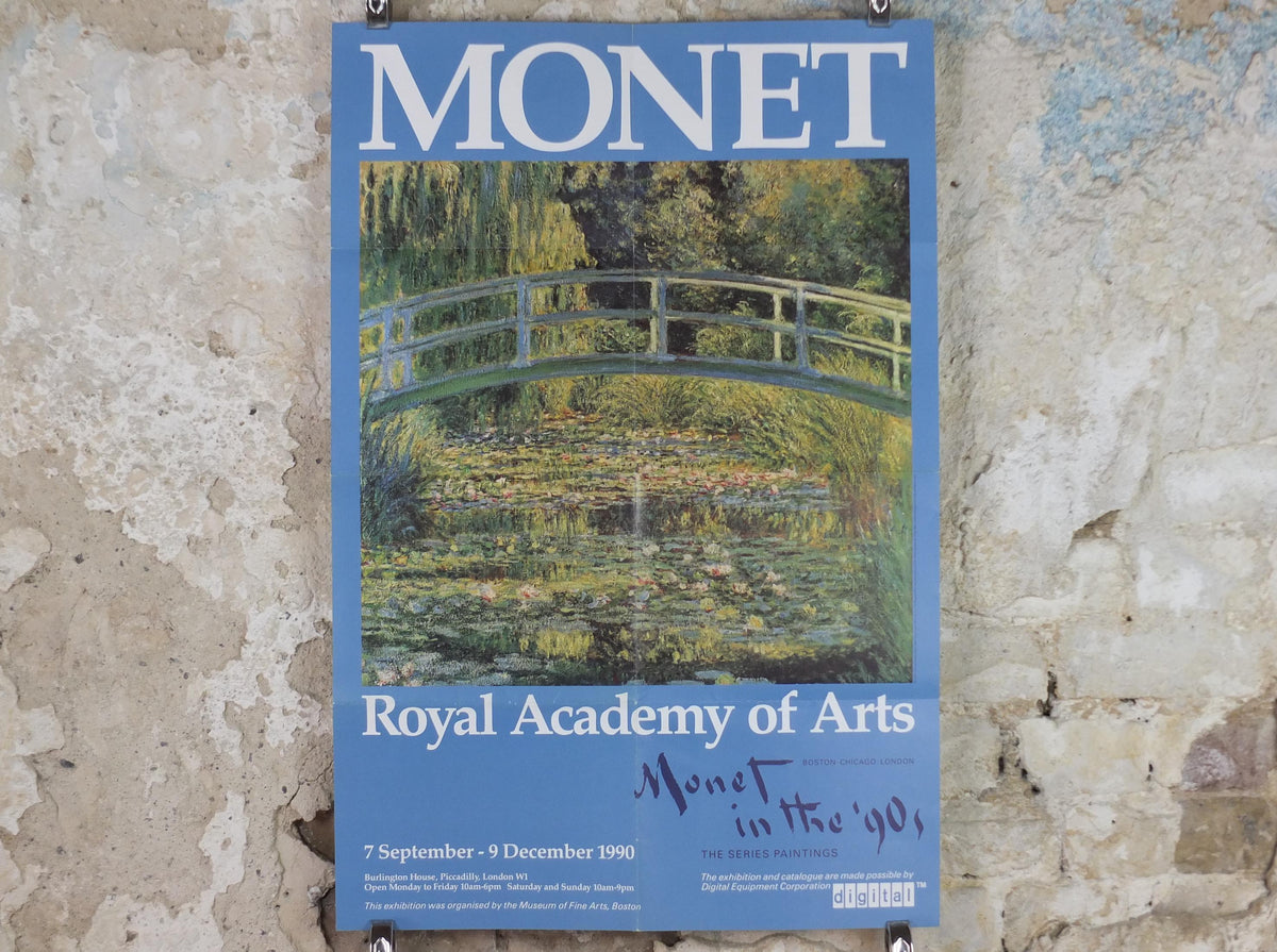 1990 Royal Academy of Arts Poster, Claude Monet, "The Water Lily Pond" Japanese Bridge 1899 Impression gallery exhibition, wall art decor