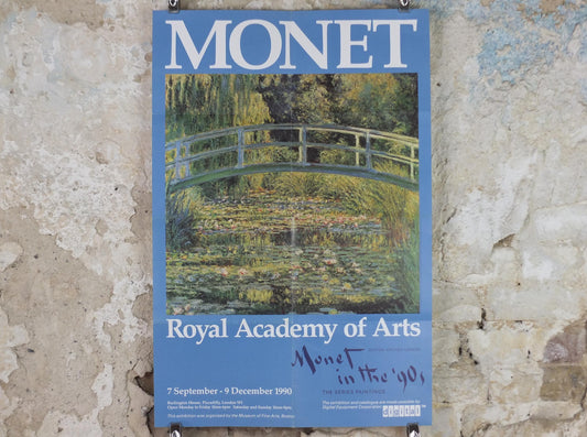 1990 Royal Academy of Arts Poster, Claude Monet, "The Water Lily Pond" Japanese Bridge 1899 Impression gallery exhibition, wall art decor
