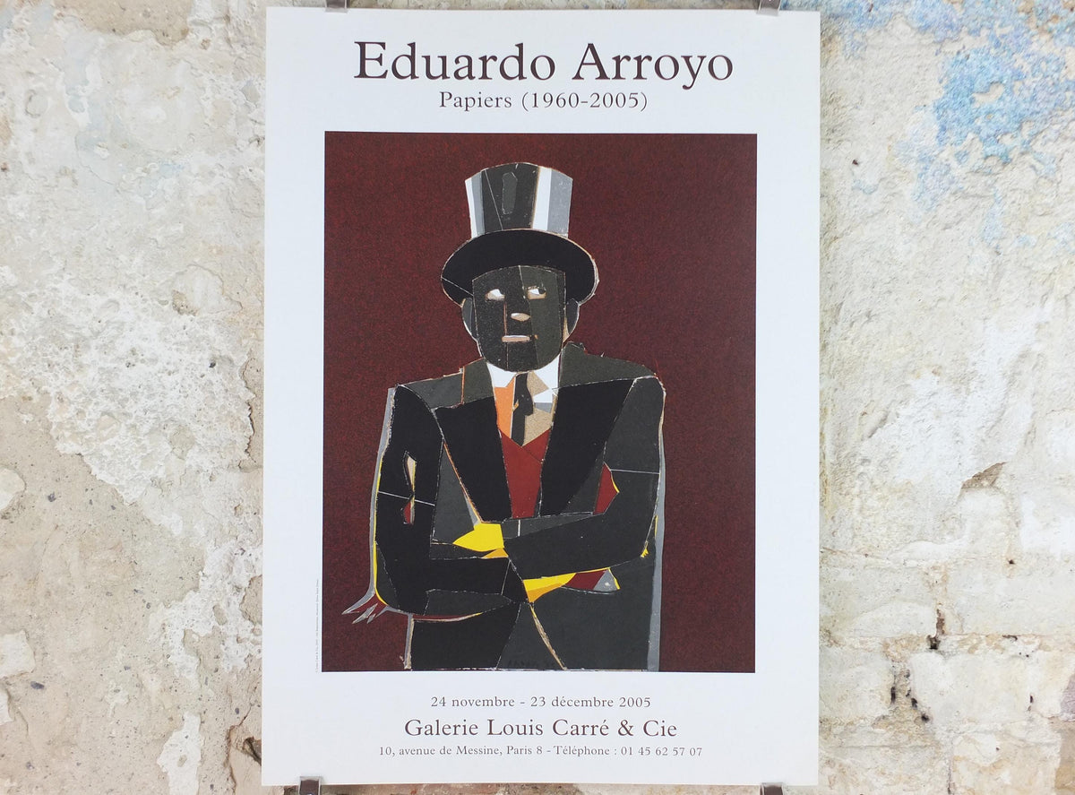 2005 Eduardo Arroyo Poster, Man in Top Hat, Pop Art, gallery exhibition wall art decor