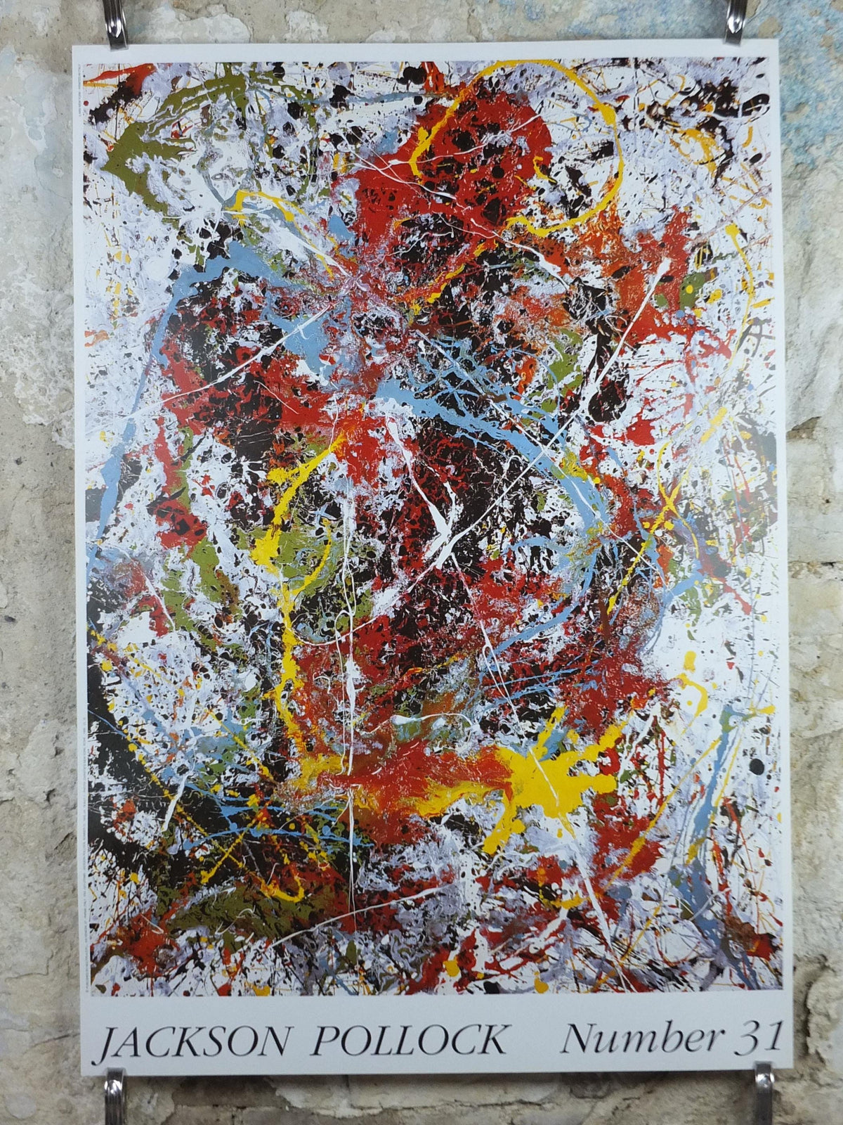 1988 Jackson Pollock Poster, Number 31 1949, #31, drip painting, abstract expressionism, gallery exhibition, wall art decor, Christie's New York Rome