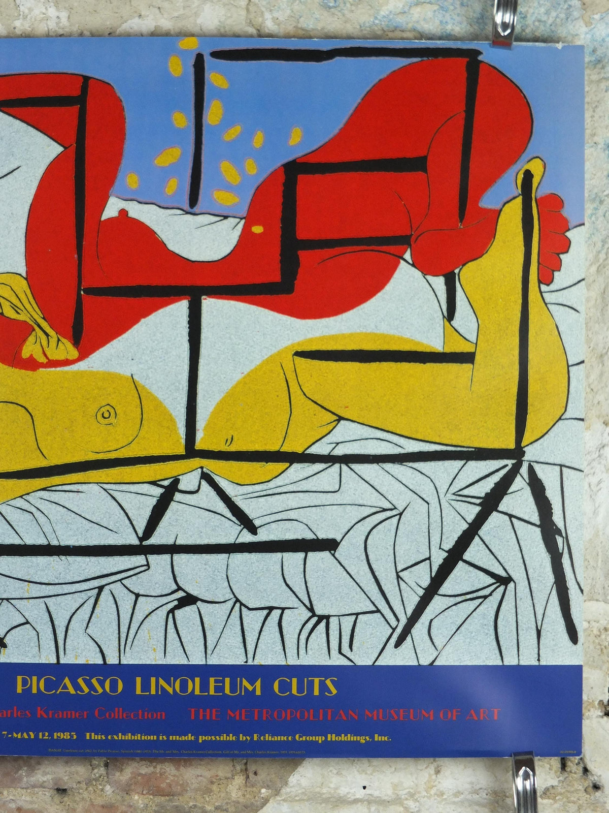 1985 Pablo Picasso Poster, Danae, Linoleum cut 1962, The Metropolitan Museum of Art, MET NY, Greek myth, gallery exhibition, wall art decor