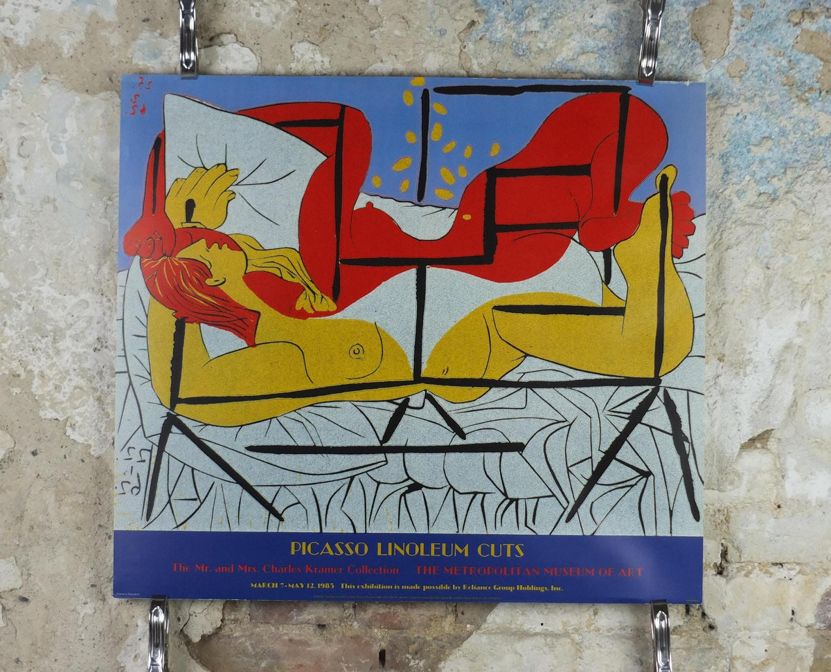 1985 Pablo Picasso Poster, Danae, Linoleum cut 1962, The Metropolitan Museum of Art, MET NY, Greek myth, gallery exhibition, wall art decor