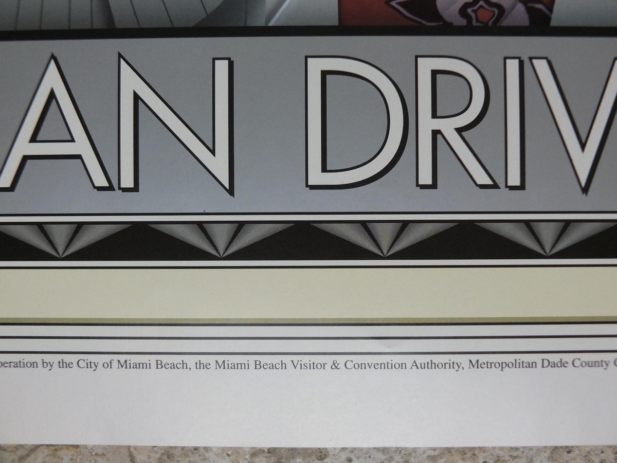 1998 Miami Beach Art Deco Weekend Poster, Ocean Drive, Miami Beach, by Hiram Henriquez, Art Deco Nouveau, wall art decor