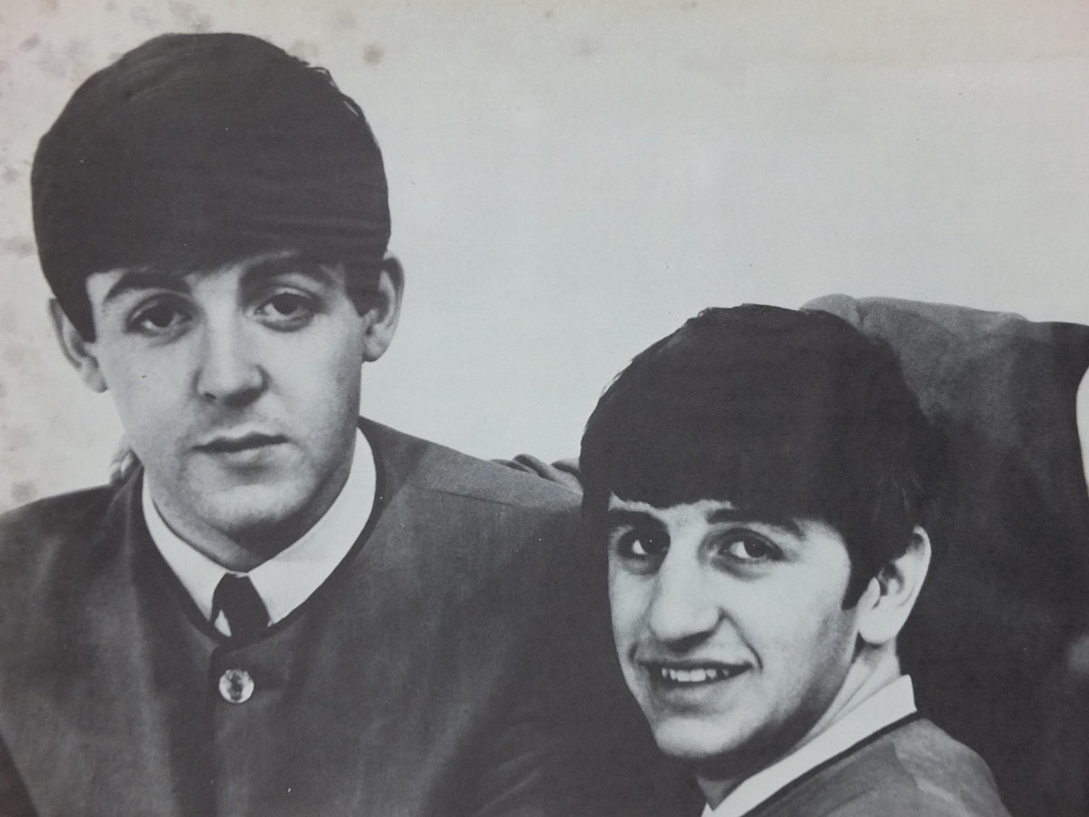 1960s Beatles Poster, Limited Edition, Topstar Portraits, Lennon Harrison McCartney Starr Apollo Marketing, edge foxing music wall art decor