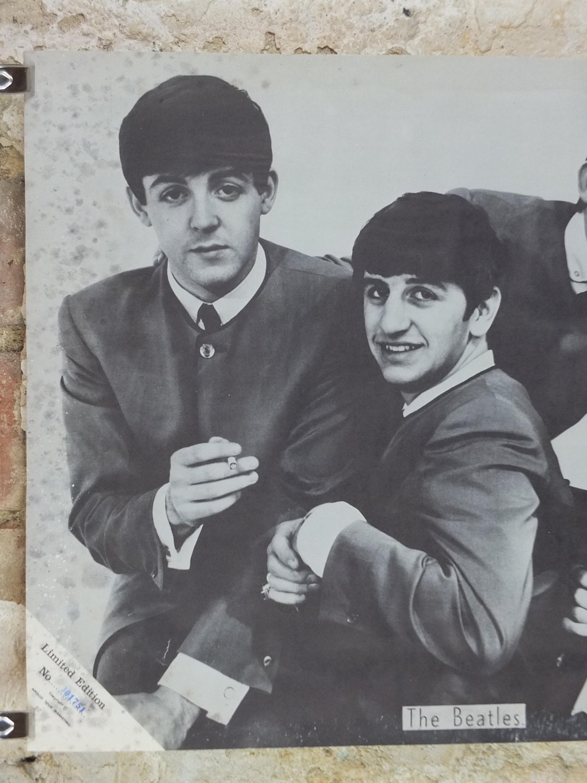 1960s Beatles Poster, Limited Edition, Topstar Portraits, Lennon Harrison McCartney Starr Apollo Marketing, edge foxing music wall art decor