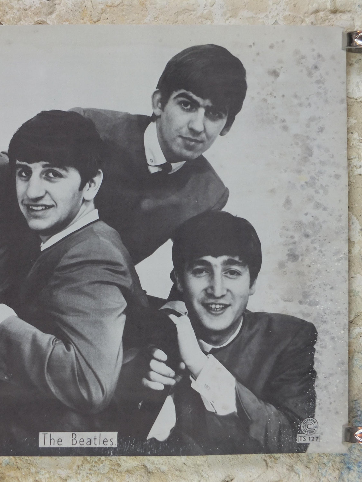 1960s Beatles Poster, Limited Edition, Topstar Portraits, Lennon Harrison McCartney Starr Apollo Marketing, edge foxing music wall art decor