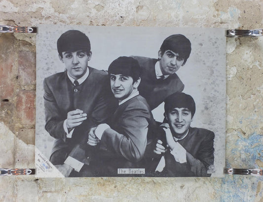 1960s Beatles Poster, Limited Edition, Topstar Portraits, Lennon Harrison McCartney Starr Apollo Marketing, edge foxing music wall art decor