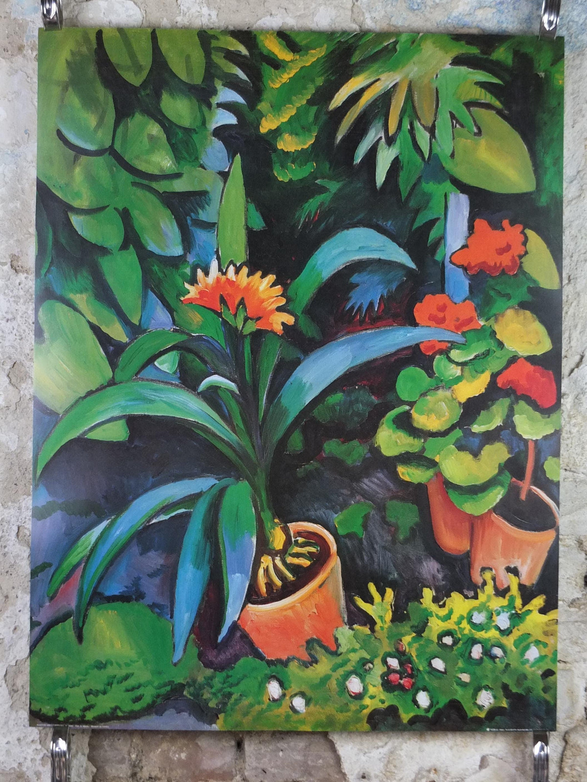 1990s August Macke Poster, Flowers in the Garden 1913, Blumen im Garten, Der Blaue Reiter, Expressionism gallery exhibition, wall art decor