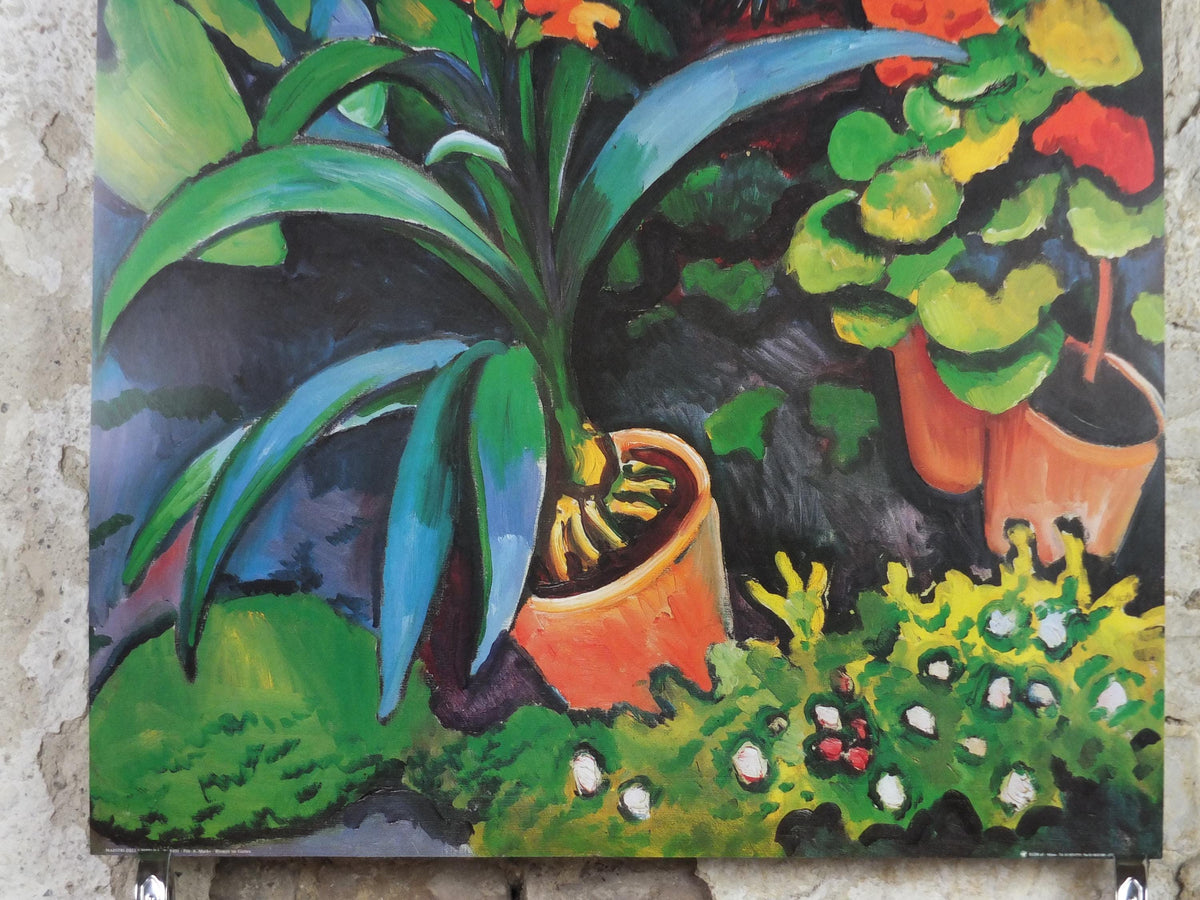 1990s August Macke Poster, Flowers in the Garden 1913, Blumen im Garten, Der Blaue Reiter, Expressionism gallery exhibition, wall art decor