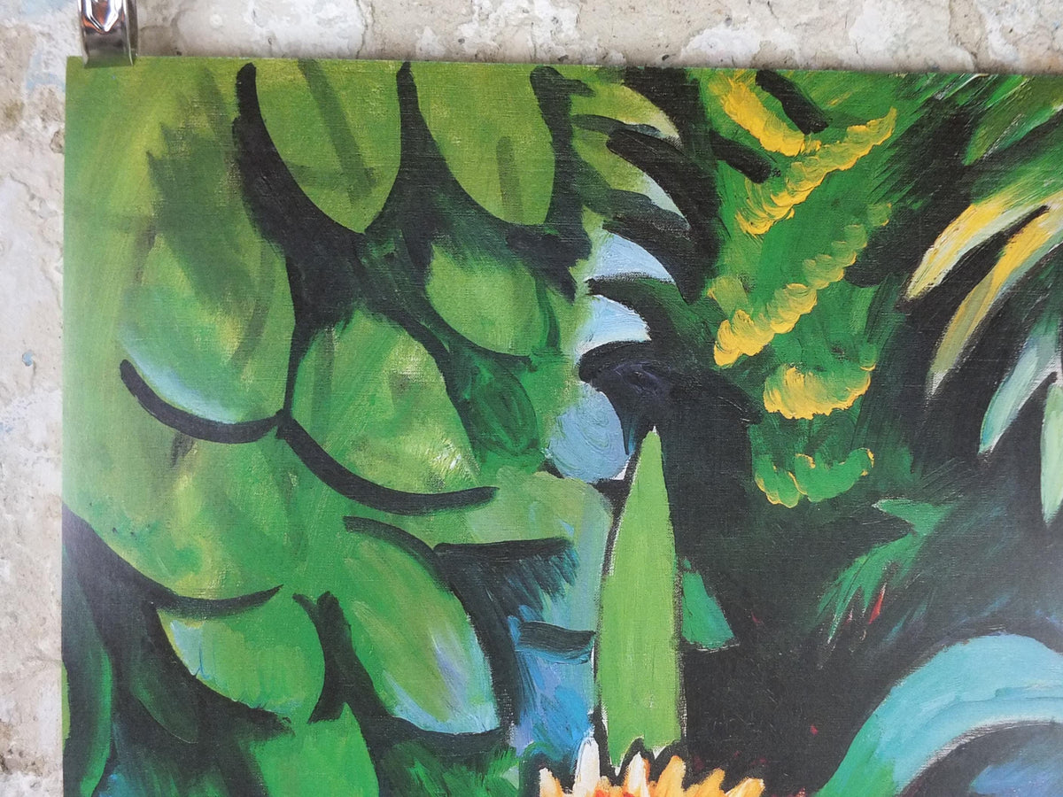 1990s August Macke Poster, Flowers in the Garden 1913, Blumen im Garten, Der Blaue Reiter, Expressionism gallery exhibition, wall art decor