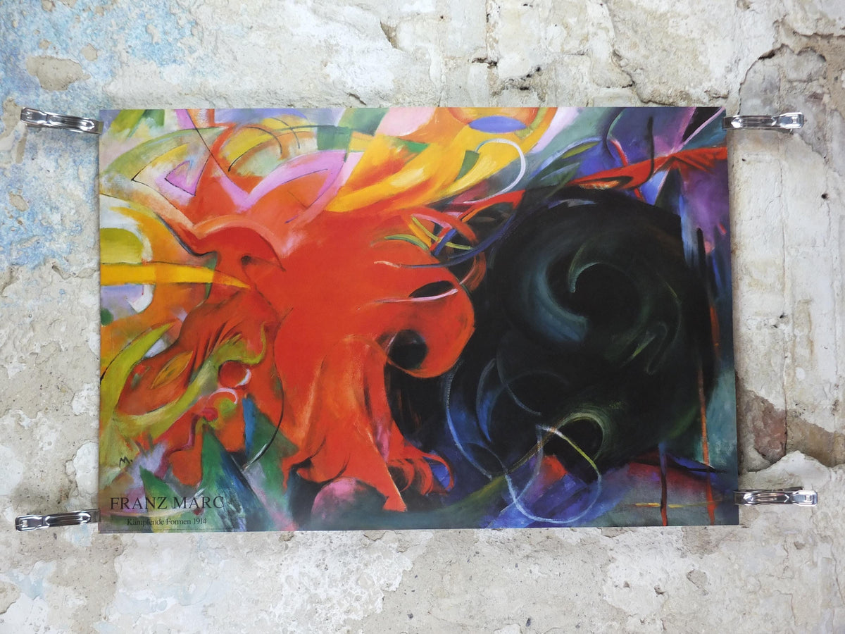 1990s Franz Marc Poster, Fighting Forms 1913, Kämpfende Formen, Der Blaue Reiter, Expressionism exhibition, wall art decor
