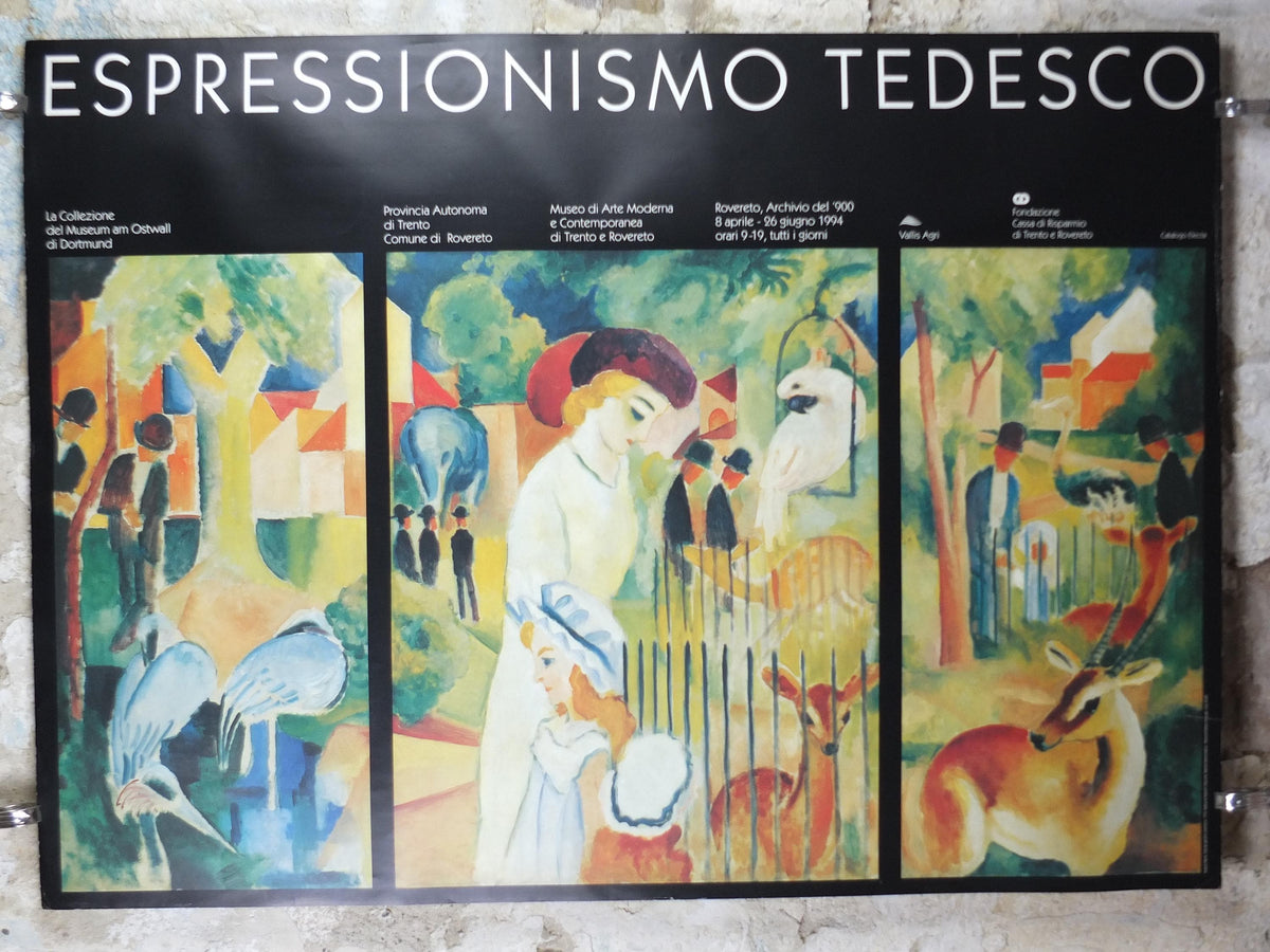1980s August Macke Poster, Zoological Garden 1912, Grosser Zoologischer Garten, Der Blaue Reiter, Expressionism exhibition, wall art decor