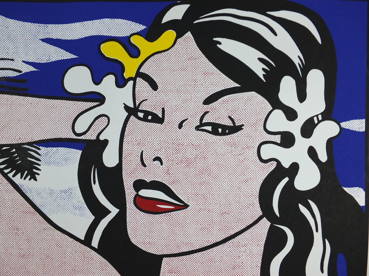 1993 Roy Lichtenstein Poster, "Aloha" 1962, Hawaiian woman on the beach, Art of the Sixties, Gallery Exhibition wall art decor