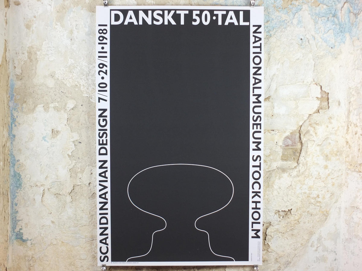 1981 Danish 1950s Design Poster, Arne Jacobsen, Scandanavian Modernist, Nationalmuseum Stockholm, wall art decor