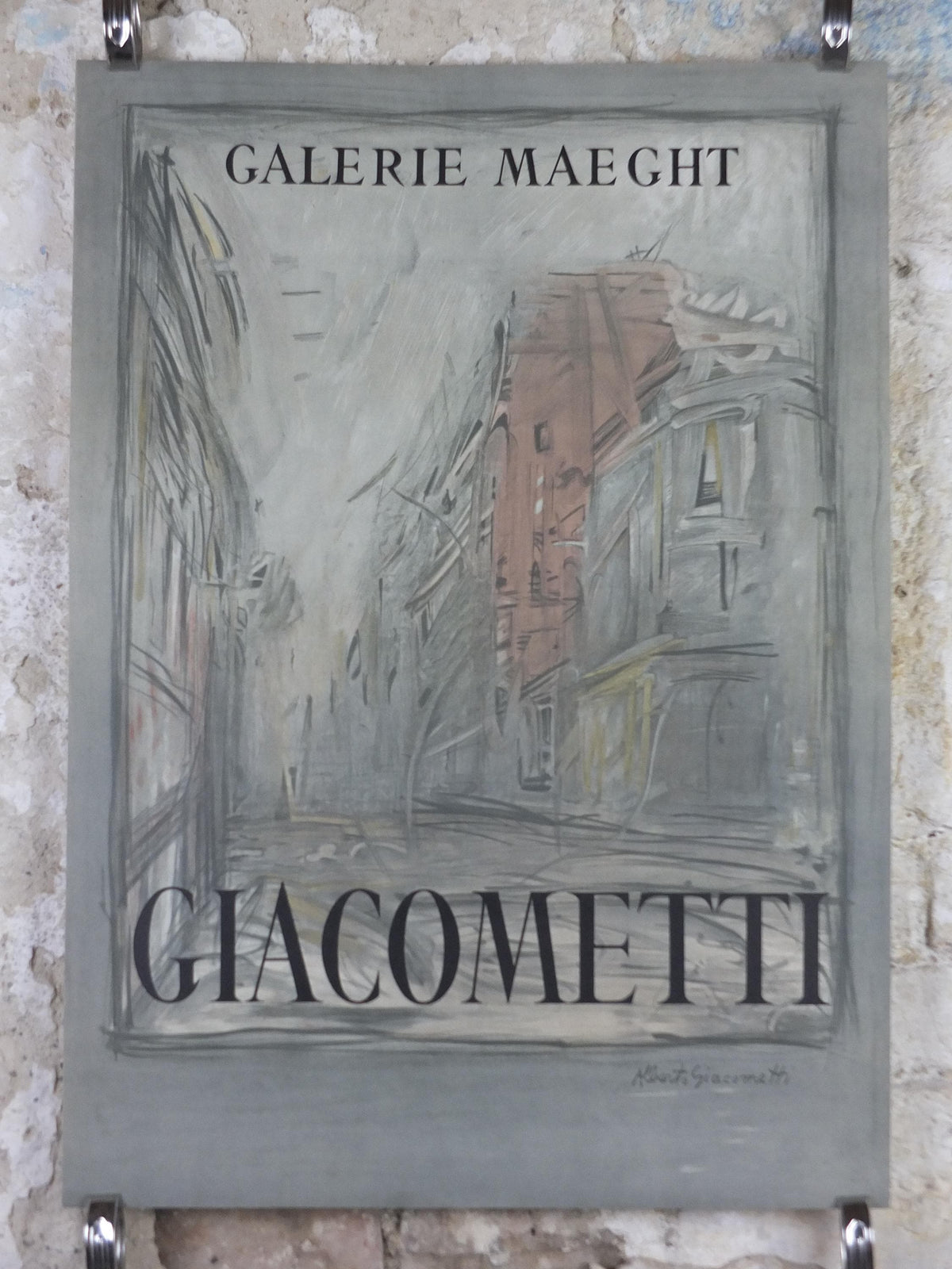 1990 Alberto Giacometti Poster, Rue d'Alesia, Galerie Maeght, Modernism, gallery exhibition, wall art decor