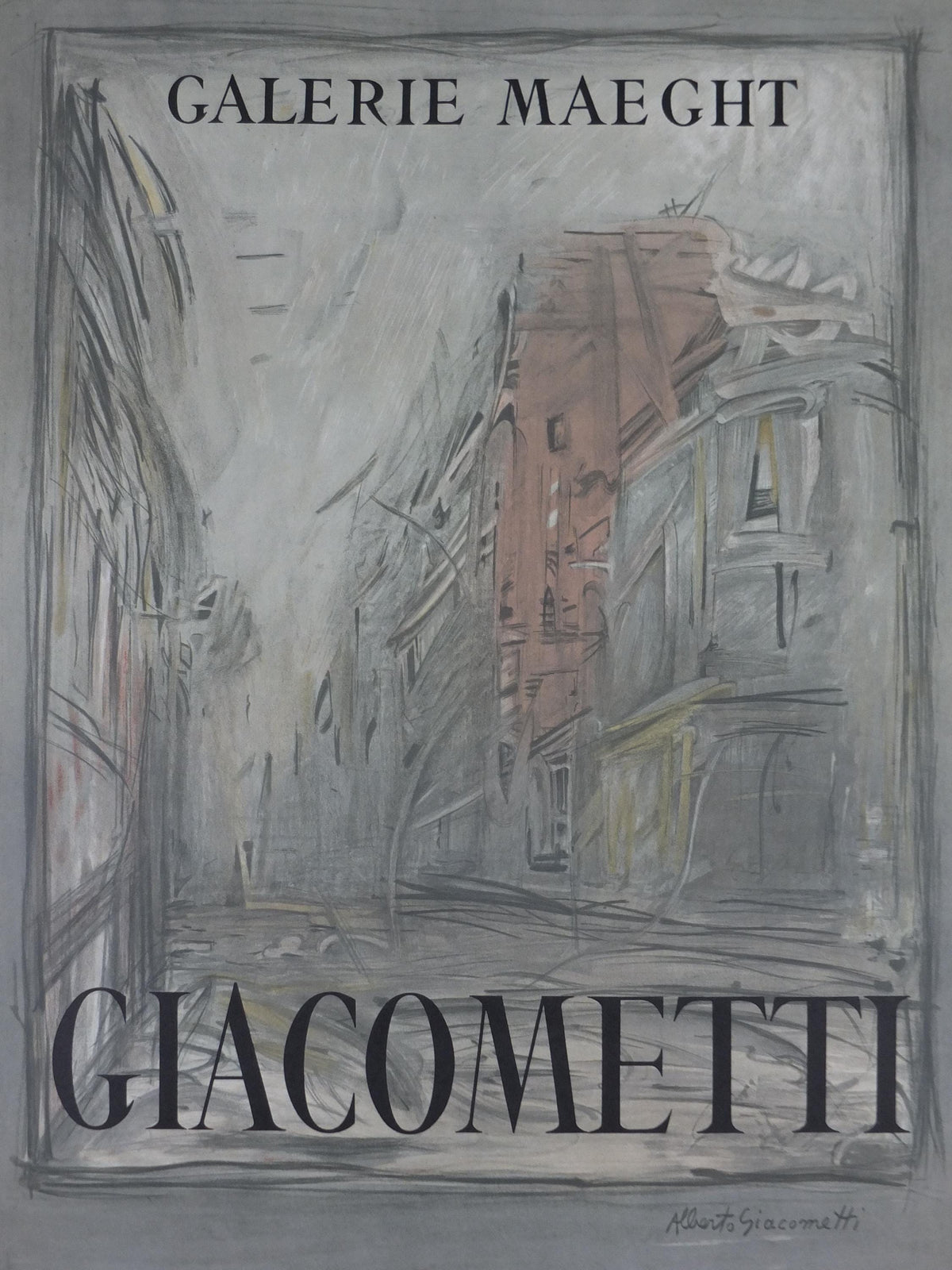 1990 Alberto Giacometti Poster, Rue d'Alesia, Galerie Maeght, Modernism, gallery exhibition, wall art decor