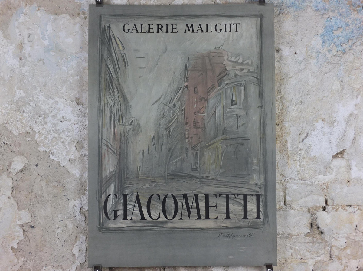 1990 Alberto Giacometti Poster, Rue d'Alesia, Galerie Maeght, Modernism, gallery exhibition, wall art decor