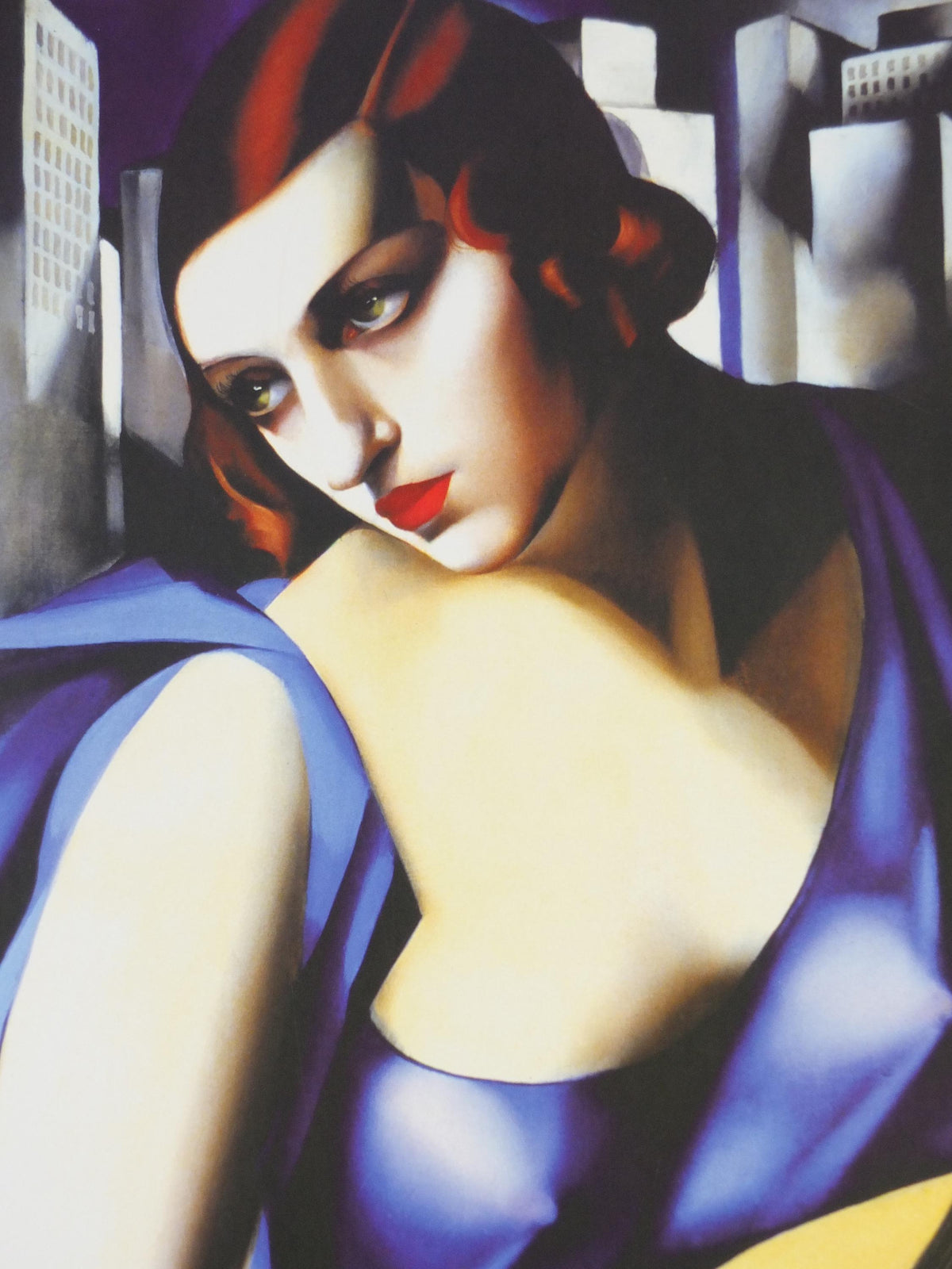 2001 Tamara de Lempicka Poster, Woman in Blue with Guitar 1929, Art Deco Nouveau cubism neoclassical gallery exhibition, wall art decor