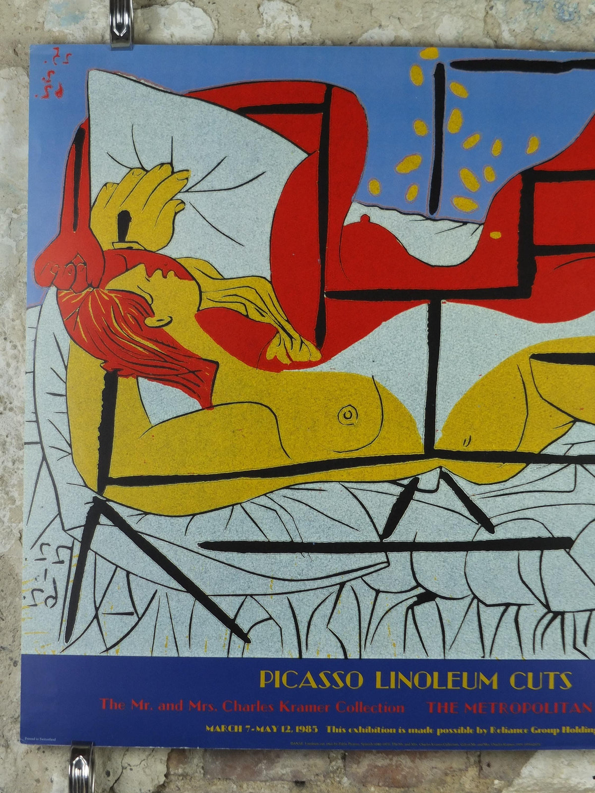1985 Pablo Picasso Poster, Danae, Linoleum cut 1962, The Metropolitan Museum of Art, MET NY, Greek myth, gallery exhibition, wall art decor