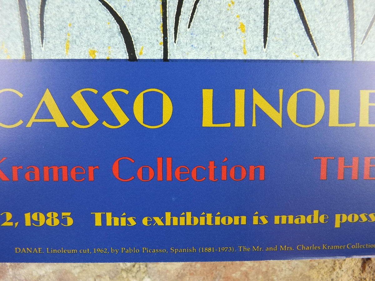 1985 Pablo Picasso Poster, Danae, Linoleum cut 1962, The Metropolitan Museum of Art, MET NY, Greek myth, gallery exhibition, wall art decor