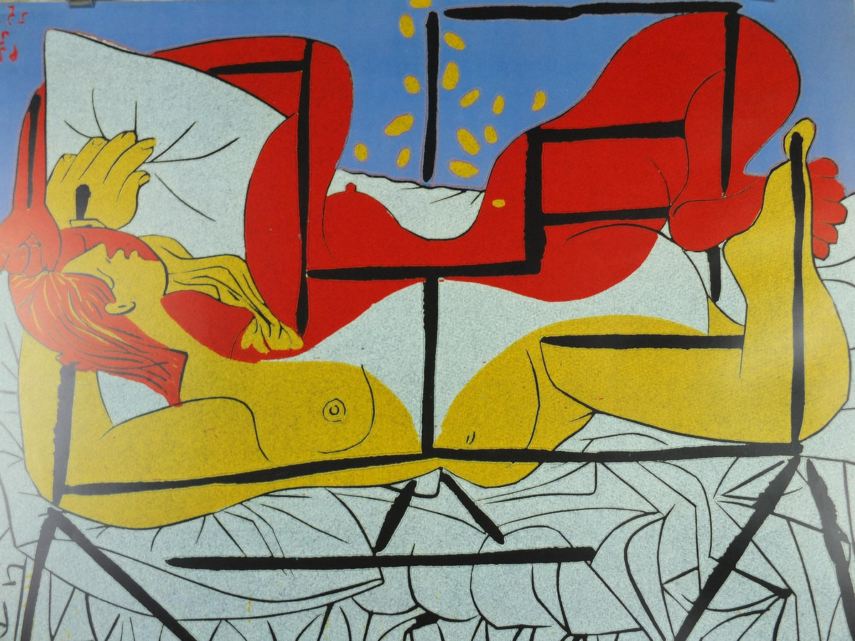 1985 Pablo Picasso Poster, Danae, Linoleum cut 1962, The Metropolitan Museum of Art, MET NY, Greek myth, gallery exhibition, wall art decor