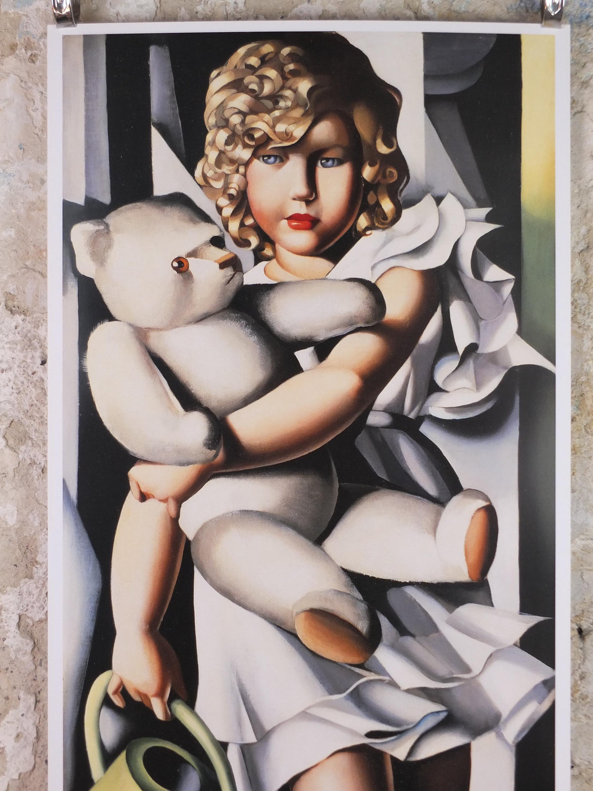 2004 Tamara de Lempicka Poster, Portrait of Miss Poum Rachou, Kizette Foxhall, girl with teddy bear, Art Deco Nouveau cubism, wall art decor
