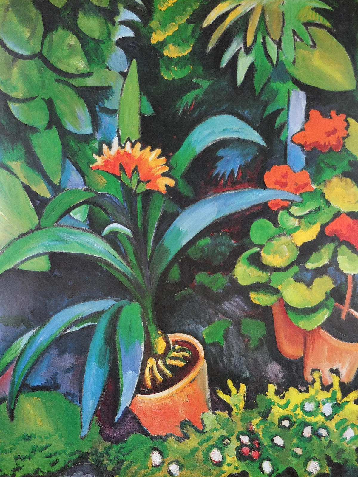 1990s August Macke Poster, Flowers in the Garden 1913, Blumen im Garten, Der Blaue Reiter, Expressionism gallery exhibition, wall art decor