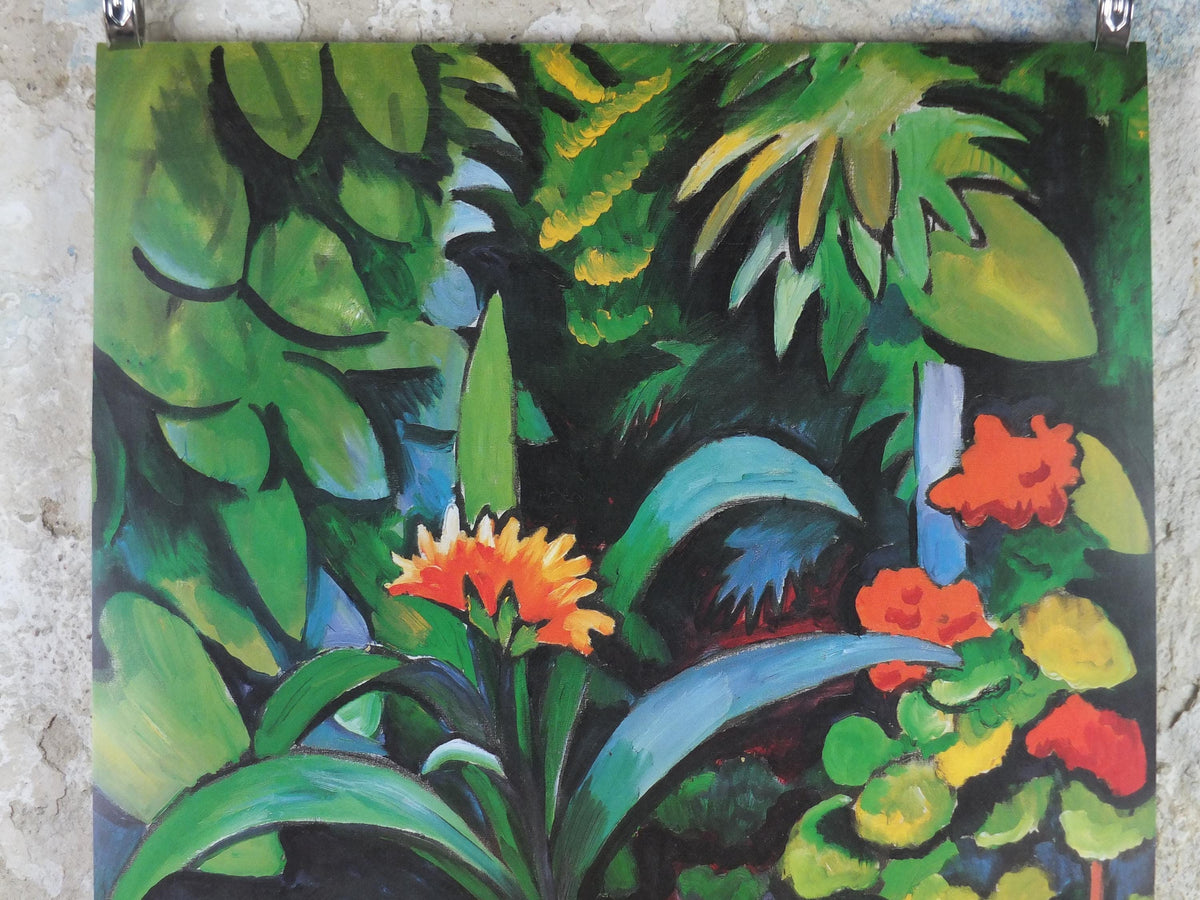 1990s August Macke Poster, Flowers in the Garden 1913, Blumen im Garten, Der Blaue Reiter, Expressionism gallery exhibition, wall art decor