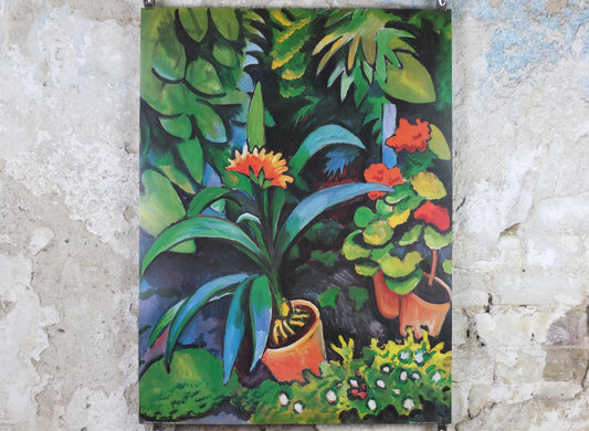 1990s August Macke Poster, Flowers in the Garden 1913, Blumen im Garten, Der Blaue Reiter, Expressionism gallery exhibition, wall art decor