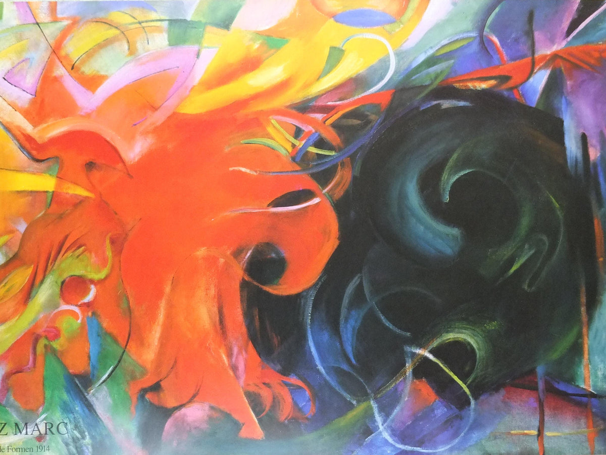 1990s Franz Marc Poster, Fighting Forms 1913, Kämpfende Formen, Der Blaue Reiter, Expressionism exhibition, wall art decor