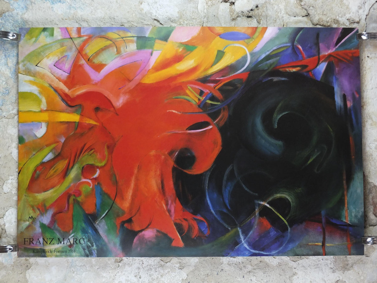 1990s Franz Marc Poster, Fighting Forms 1913, Kämpfende Formen, Der Blaue Reiter, Expressionism exhibition, wall art decor