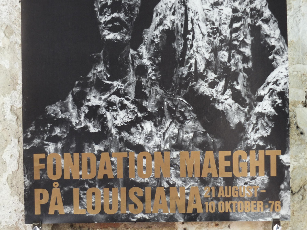 1976 Alberto Giacometti Poster, The Walking Man, L'Homme Qui Marche, Louisiana Copenhagen, Modernism, gallery exhibition, wall art decor